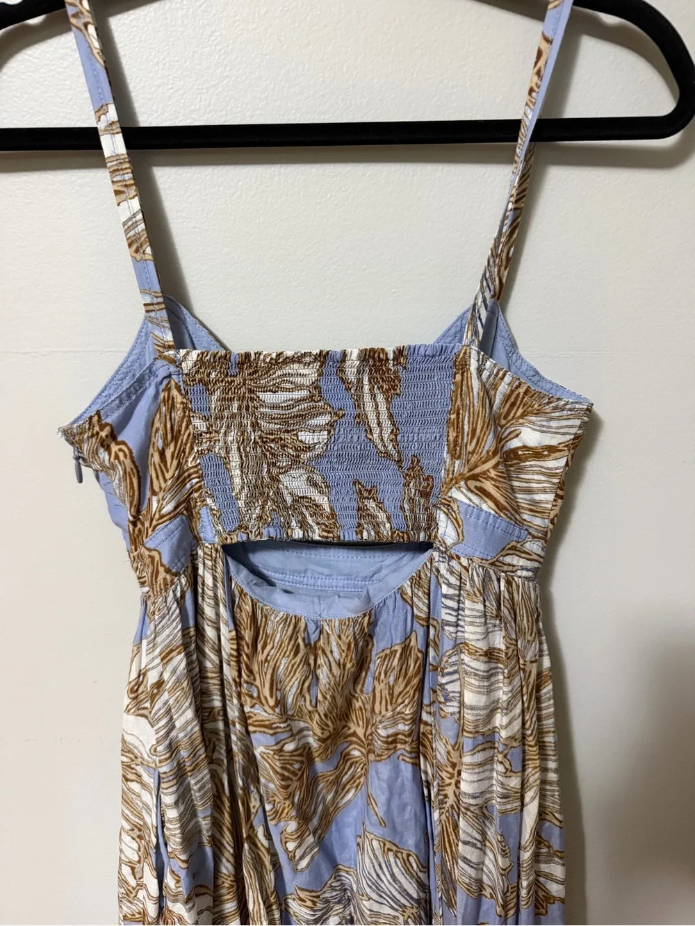 Banana Republic Blue Tropical Leaf Print Cutout Midi Dress Women’s Size 6 - Picture 6 of 6